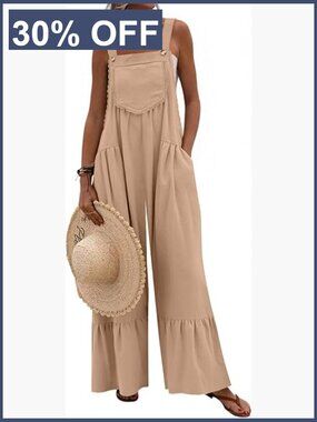 Wide Leg Lace Overalls Jumpsuit with Pockets